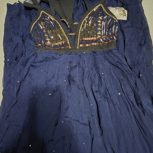 Free People Midnight Blue Goddess Greek Dress 0 - Picture 4 of 7